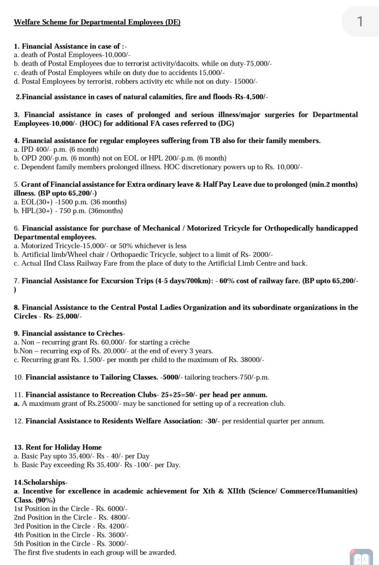 Welfare Schemes For Departmental Employees 4328